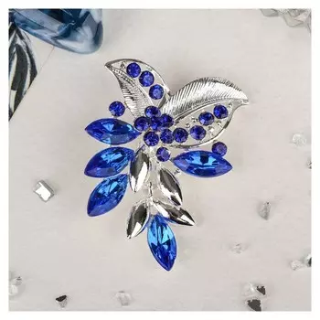 Брошь "Цветок" лобелия, цвет синий в серебре
