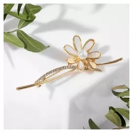 Брошь "Цветок" нежность, цвет белый в золоте