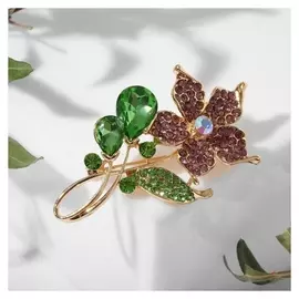 Брошь "Цветок" нежности, цветная в золоте