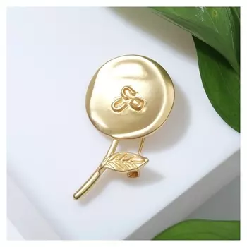 Брошь "Цветок" пуговица, цвет матовое золото