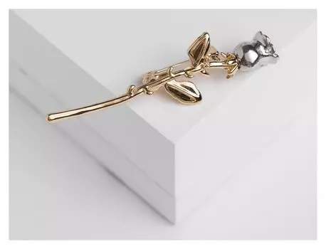 Брошь "Цветок" роза, цвет серебряно-золотой