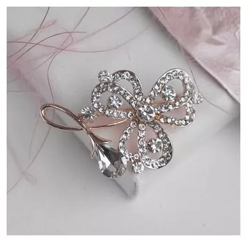 Брошь "Цветок желания", цвет белый в золоте