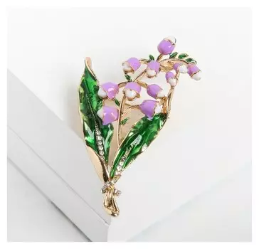 Брошь "Цветы" колокольчики, цветная в золоте