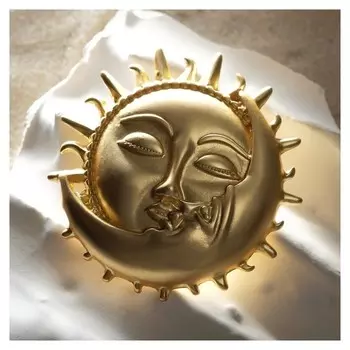 Брошь "День и ночь", цвет матовое золото