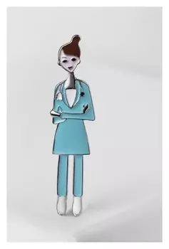 Брошь "Доктор", цвет голубой в серебре