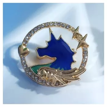 Брошь "Единорог" сказочный, цветная в золоте