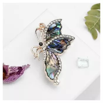 Брошь "Галиотис" бабочка со сложенными крылышками, в розовом золоте