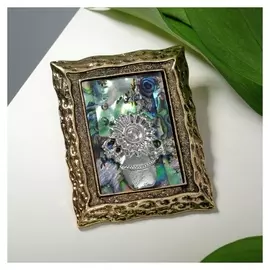 Брошь "Галиотис" натюрморт, цветная в золоте