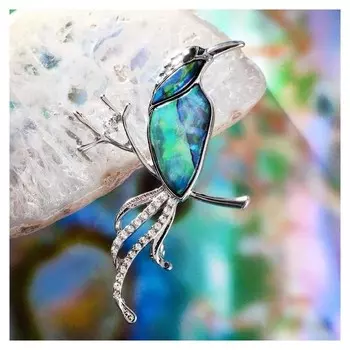 Брошь "Галиотис" птица на ветке