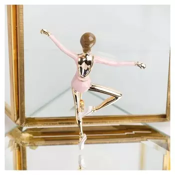 Брошь "Гимнастка", цвет розовый в золоте