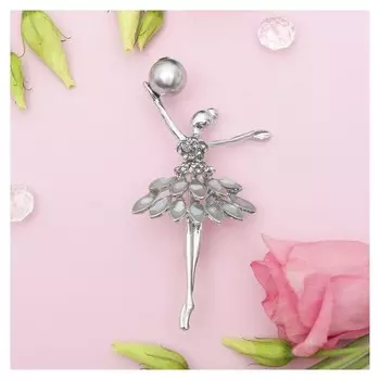 Брошь "Гимнастка в пачке", цвет серо-чёрный в серебре