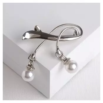 Брошь "Горошинки", цвет белый в серебре