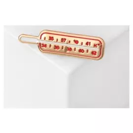 Брошь "Градусник", цвет красно-белый в золоте