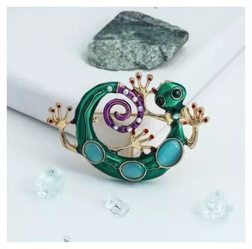 Брошь "Хамелеон", цветная в золоте