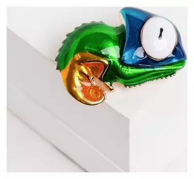 Брошь "Хамелеончик", цвет сине-зелёный с золотым в золоте