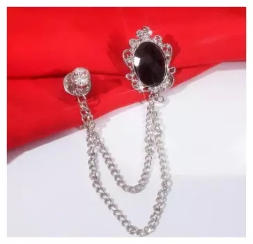 Брошь "Император", цвет чёрно-белый в серебре