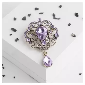 Брошь "Императрица" изящность, цвет фиолетовый в чернёном золоте