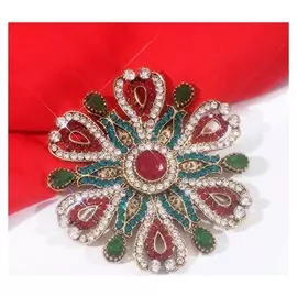 Брошь "Императрица" капли, цветная в чернёном золоте