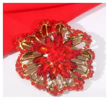 Брошь "Императрица" вспышка, цвет красный в чернёном золоте