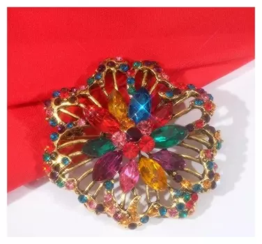 Брошь "Императрица" вспышка, цветная в чернёном золоте