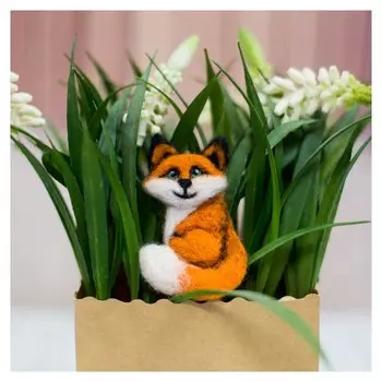 Брошь из шерсти «Лиса»