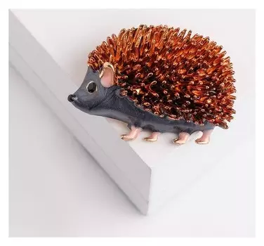 Брошь "Ёжик" лесной, цвет серый в золоте