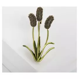 Брошь "Камыш", цвет зелёный в чернёном золоте