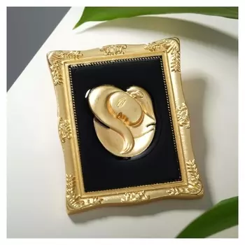 Брошь "Картина" дева, цвет чёрный в матовом золоте