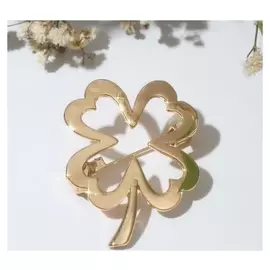 Брошь "Клевер" контур, цвет золото