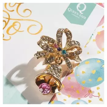 Брошь "Колокольчик", цветная в золоте