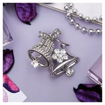 Брошь "Колокольчики", цвет белый в серебре