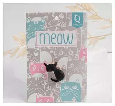 Брошь "Котёнок", цвет черный в золоте