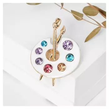 Брошь "Краски" палитра, цветная в золоте