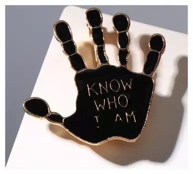 Брошь "Ладонь", цвет чёрный в золоте