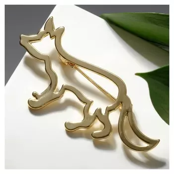 Брошь "Лиса" контур, цвет золото