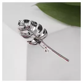 Брошь "Лист" монстеры, цвет серебро