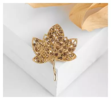 Брошь "Листик", цвет золотой в золоте