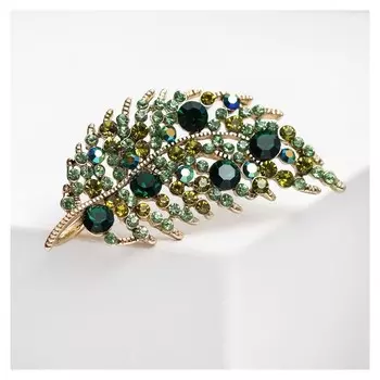 Брошь "Листочек", цвет зелёный в золоте