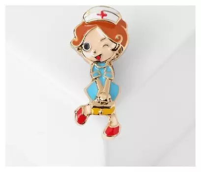 Брошь "Медсестричка", цветная в золоте