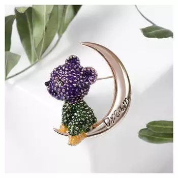 Брошь "Медвежонок" мечтатель, цветная в золоте