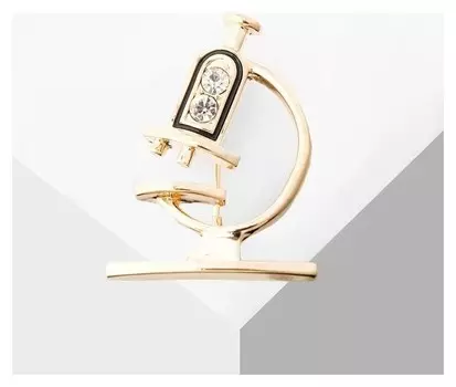 Брошь "Микроскоп", цвет чёрно-белый в золоте