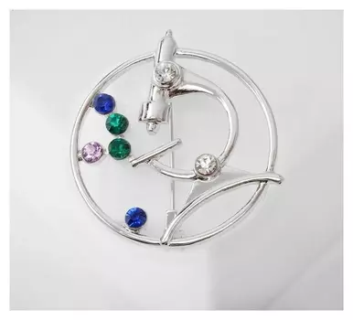 Брошь "Микроскоп", цветная в серебре