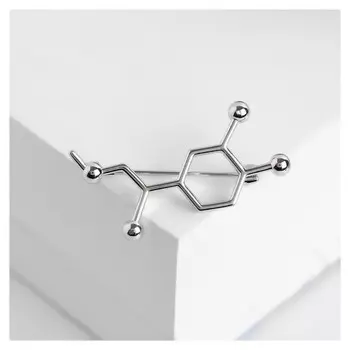 Брошь "Молекула", цвет серебро