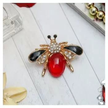 Брошь "Муха" в полете, цветная в золоте