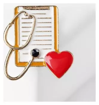 Брошь "Набор врача", цветная в золоте