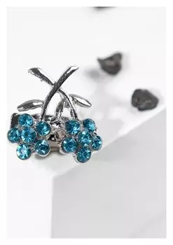 Брошь "Незабудки" малая, цвет голубой в серебре