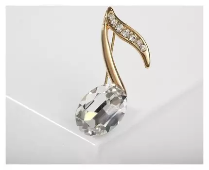 Брошь "Нота" из симфонии, цвет белый в золоте