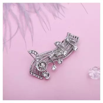 Брошь "Ноты" мелодия, цвет белый в серебре