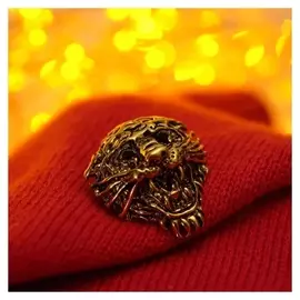 Брошь новогодняя "Тигр" рычащий, цвет чернёное золото