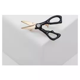 Брошь "Ножницы" мастерские, цвет чёрный в золоте